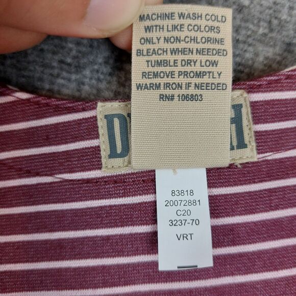 Duluth Trading CO Women's Med Ponte Pro Tunic Top Purple Striped With Pockets - Picture 7 of 7